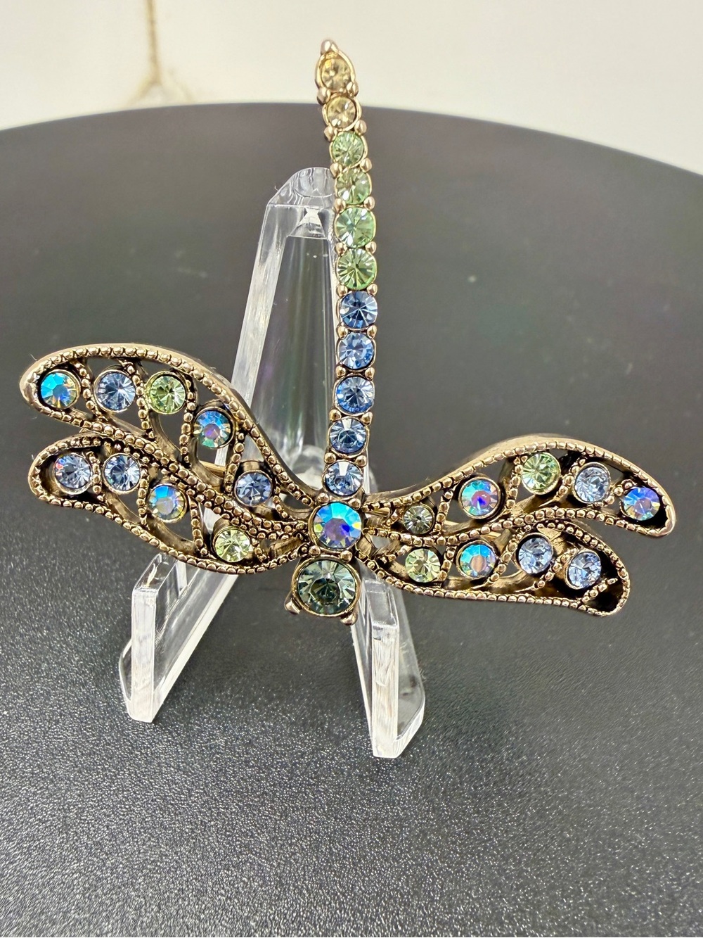 Crystal Dragonfly Brooch - Multicolor Rhinestone Accent